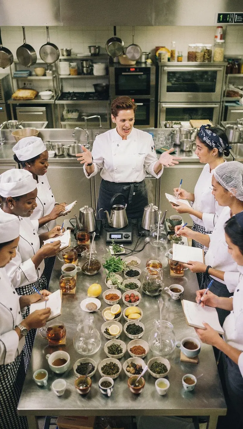 Színes tealevelek egy üveg teásdobozban.